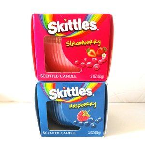 2016 Skittles Scented Raspberry Strawberry Candles Glass Holder